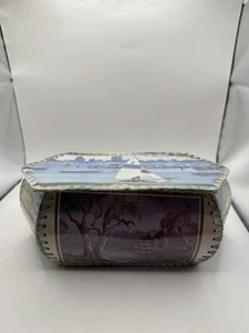 Vintage Sailing Themed Crochet Card Box Postcard Panels Keepsakes Plastic - Picture 1 of 10