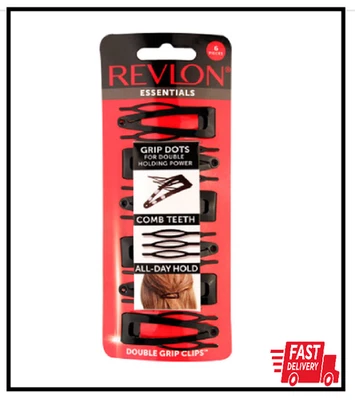 Revlon Double Grip Hair Clips, 6 Count, Black (Pack Of 1) - Image 1 of 2