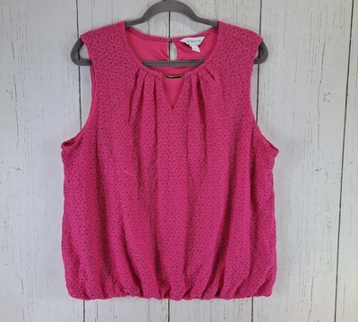 Blusa sin mangas con ojales de encaje rosa talla XL de Liz Claiborne para mujer Foto 1 de 4