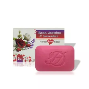 Natural HERBOGANIC Rose, Jasmine & Lavender Herbal Soap,5 oz Bar | Pack of 3 - Picture 1 of 5