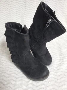 Cat & Jack Black Reva Zipper Side ribbon Fashion Boots Little Girls size 9 - Picture 1 of 5