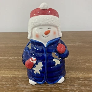 YANKEE CANDLE Christmas Winter Holiday Snowman Child Votive Tea Light Holder EUC - Picture 1 of 8