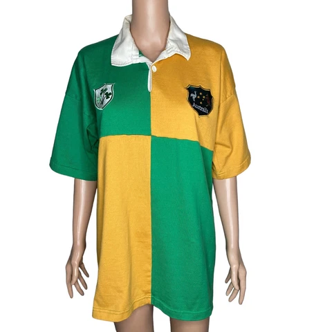 Vintage Australia Polo Shirt Mens 2XL yellow green Soccer Cover