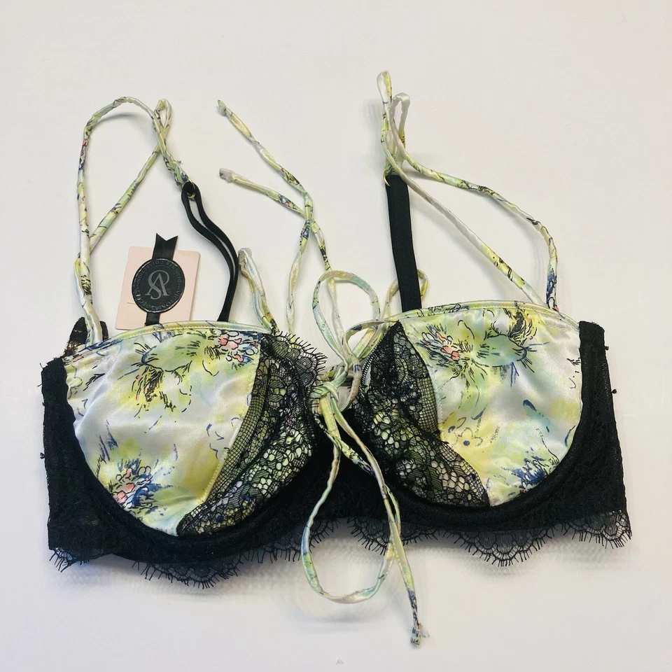 Victoria’s Secret Designer Collection 非常性感阳台文胸 32C 真丝 HTF $118 — 第 1/4 张图片