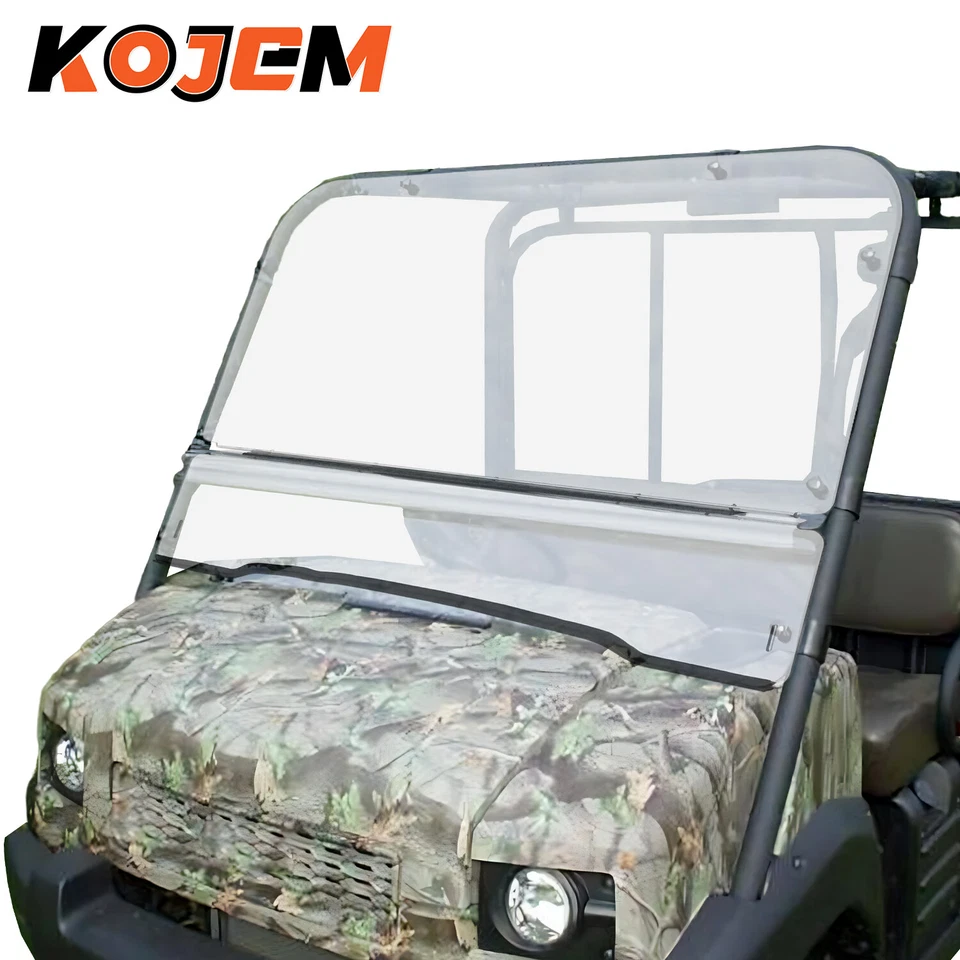 PARABRISAS PLEGABLE TRANSPARENTE 1/4"" de grosor para Kawasaki Mule 4010/4000 2009-2024 Foto 1 de 4