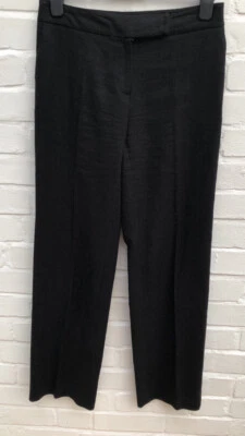 Pantalones formales de trabajo de negocios Laura Ashely de mezcla de lino negro Reino Unido 8 L31 Foto 1 de 4