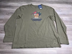 Life is Good T-Shirt Old Fashioned Christmas Cardinal Bourbon Cocktail NWT Sz L - Picture 1 of 9