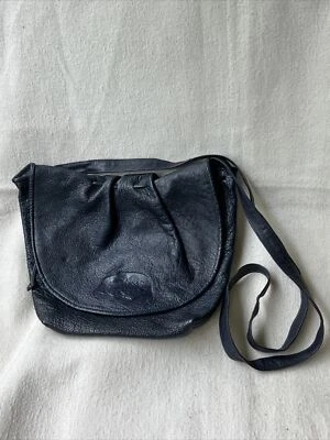 Bolso Bandolera Grande De Colección Carlos Falchi Cuero Azul Marino Foto 1 de 4