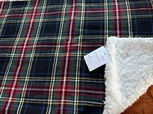 Pottery Barn Stewart Plaid Sherpa Lumbar Pillow Cover 16x26 Black Multi NWT - Picture 1 of 2