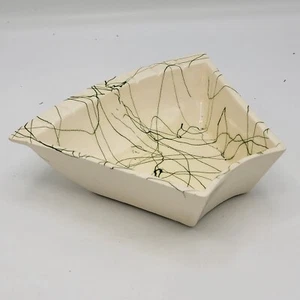 Green Drizzle on Cream Ceramic Lazy Susan 7-inch Section Bowl REPLACEMENT PART - Picture 1 of 14