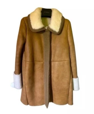 Chaqueta de piel de oveja Prada marrón claro/marfil talla 40 o S EE. UU. Foto 1 de 4