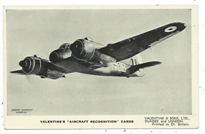 AIRCRAFT / W.W.2 - BRISTOL BEAUFIGHTER mk1 Recognition Postcard - Picture 1 of 1