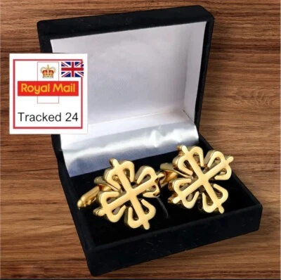 MENS PREMIUM KNOT CUFFLINKS GOLD PL Wedding LUX GIFT SUIT IN A CUFFLINK BOX  UK - Image 1 of 4