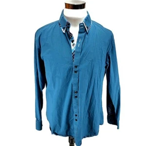 Hotouch Blue White Plaid Button Up Mens Shirt Size XL - Picture 1 of 6