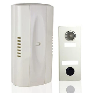 2-Note Mechanical Door Bell Chime and Door Button with Viewer, Silver - Picture 1 of 9