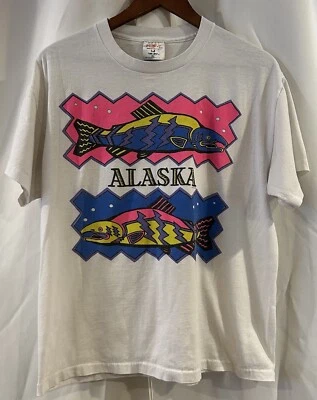 Camiseta Alaska Vintage 1990 Gráfica X-Large, Puntada Única Foto 1 de 4