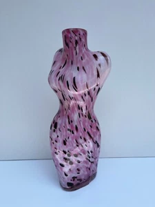 Seltene Mid Century italienische Kunst Glas weibliche Torso Vase Murano rosa & schwarz 17" - Bild 1 von 17