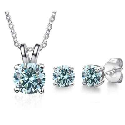 Set Gioielli Moissanite 3CT Collana Argento 925 Certificato GRA FRY107 - Immagine 1 di 2