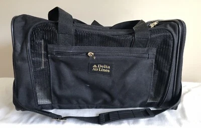 Transportista negro de viaje Delta Airline en vuelo de lona para mascotas Foto 1 de 4