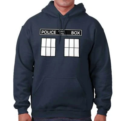 Police Box Time Travel Machine Who TV Show Hoodie Hooded Sweatshirt Men Women - Image 1 of 4