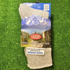 Clear Creek Merino Wool Medium Weight Boot Socks NWT Mens Shoe Size 6-12  - Picture 1 of 5