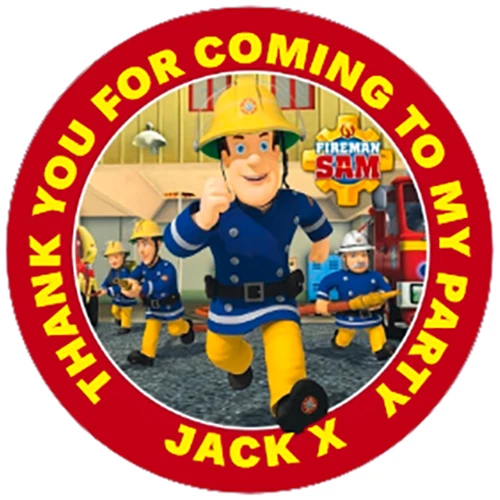 48 Personalised Party Bag Stickers Fireman Sam Sweet Bag Seals 40mm Labels - Image 1 of 1