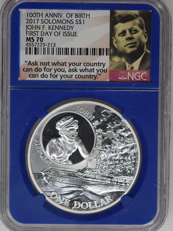 2017 Solomons John F Kennedy JFK NGC MS70 100th Anniversary Silver Dollar $1 - Image 1 of 3