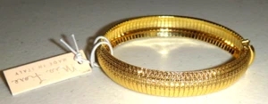 MIA FIORE Women's Wide Bangle Bracelet 18 kt Gold Plated Bronze MADE IN ITALY - Picture 1 of 10