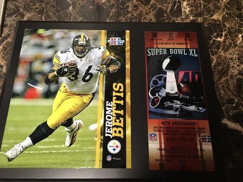 Steelers Super Bowl XL Jerome Bettis Plaque with Replica Ticket - Fanatics SB40 Cover