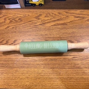 Rae Dunn Mint Green Feeling Blessed Baking Rolling Pin - Picture 1 of 5