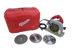 MILWAUKEE TOOLS HEAVY DUTY 7-1/4" CIRCULAR SAW, Cat. No. 6365 W/ BLADES & CASE - Picture 1 of 18