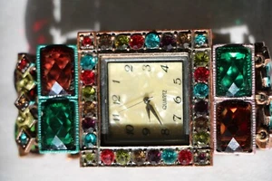 Watch Antique retro jewel marcasite vintage Quartz Swarovski Crystals Bracelet 9 - Imagen 1 de 14
