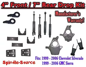 Kit de caída de 4""/7"" + amortiguadores para Chevrolet Silverado GMC Sierra 1500 1999 - 2007 4x4 - Imagen 1 de 1