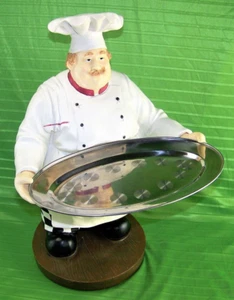 Fat Chef Serving Platter Tray French Italian Tuscan Bistro Kitchen Figure 18.5"H - Picture 1 of 19