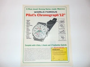OROLOGIO CRONOGRAFO PILOTA 1968 di Madison House $12,95 stampa pubblicità - Foto 1 di 1