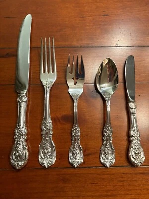 MINT 5 PC PLACE SETTING REED & BARTON FRANCIS I STERLING NEW MARK SET 1 1st - Image 1 of 4