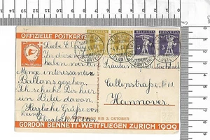 Tarjeta postal de Gordon Bennett Wettflie Zurich 1909 Hannover; 61990 - Imagen 1 de 2