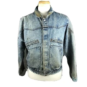 Windbreaker Vintage 80s Denim Trucker Jacke Herren Large Perfectly Destroyed - Bild 1 von 9