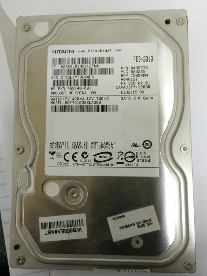 HP 504338-001 498140-001 320GB SATA 7.2K RPM 3Gbps 3.5" SATA Hard Disk Drive  - Image 1 of 1