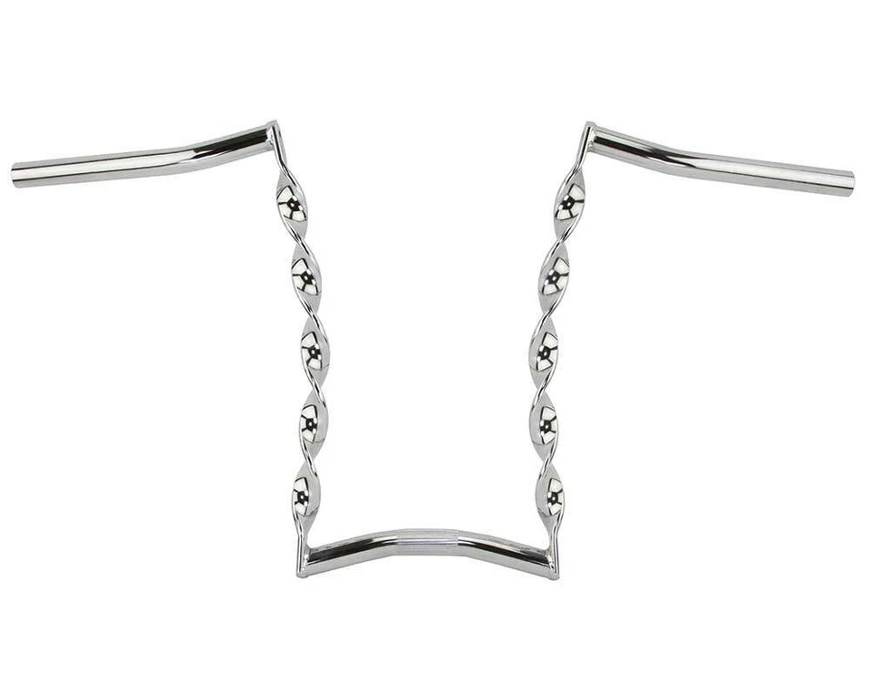 15" LONG VINTAGE LOWRIDER CURVED FLAT TWISTED STEEL HANDLEBAR 22.2MM IN CHROME. - Image 1 of 1