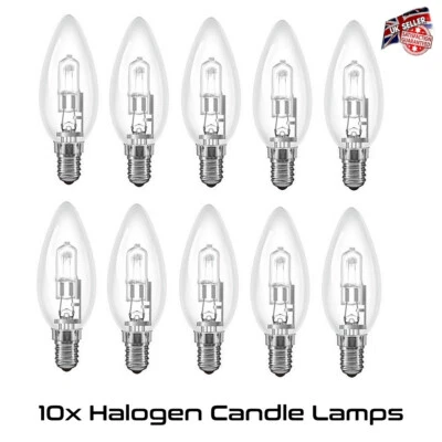 HEATHFIELD Halogen Candle Bulb 42w (60w) Watt E14 SES Eco Lamp Small Screw Fitting 10 Pack