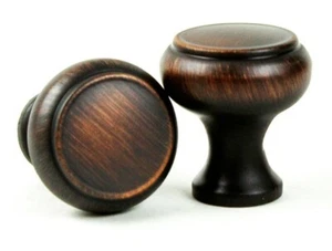 Hourglass Round Knob *Brush Oil Rubbed Bronze* Kitchen Bath Cabinet Pull Handle - Picture 1 of 3