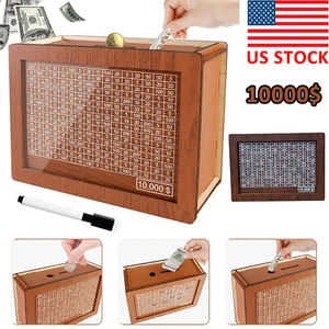 Cash Vault Wooden Savings Box, Wooden Cash Saver Money Saving Box With Countdown - Picture 1 of 10