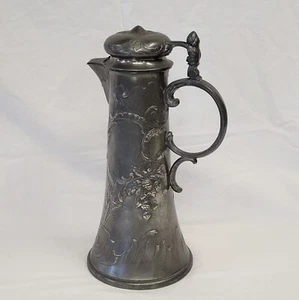 Antigua jarra de peltre Kayserzinn "4009" Art Nouveau Circa 1900 - Imagen 1 de 11