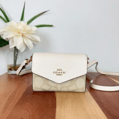 Cartera mini sobre Coach con correa en lona exclusiva nueva con etiquetas Foto 1 de 4