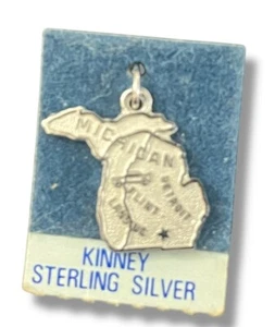 Sterling Silver 925 State of Michigan Charm Pendant Kinney - Picture 1 of 3