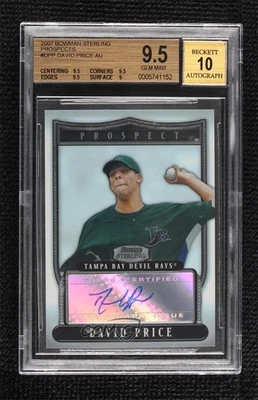 2007 Bowman Sterling Prospects David Price #BSP-DPP BGS 9.5 GEM MINT Auto - Image 1 of 3