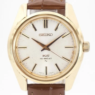 [New Crystal/Strap] KING SEIKO Hi-Beat 45-7001 Hand-Wound Gold Case Men's Watch - Image 1 of 4