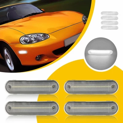Marcador de luzes LED transparente lateral lente 4X dianteiro e traseiro para 1990-2005 Mazda Miata MX-5 - Imagem 1 de 4