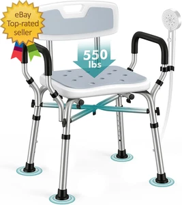 Shower Chair for Elderly and Disabled 550 Lbs Shower Chair for inside Shower - Picture 1 of 9